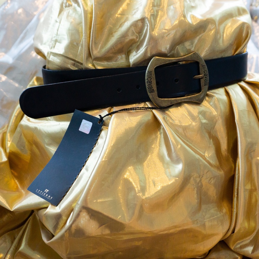 Just Cavalli Brown Belt with Bronze Buckle